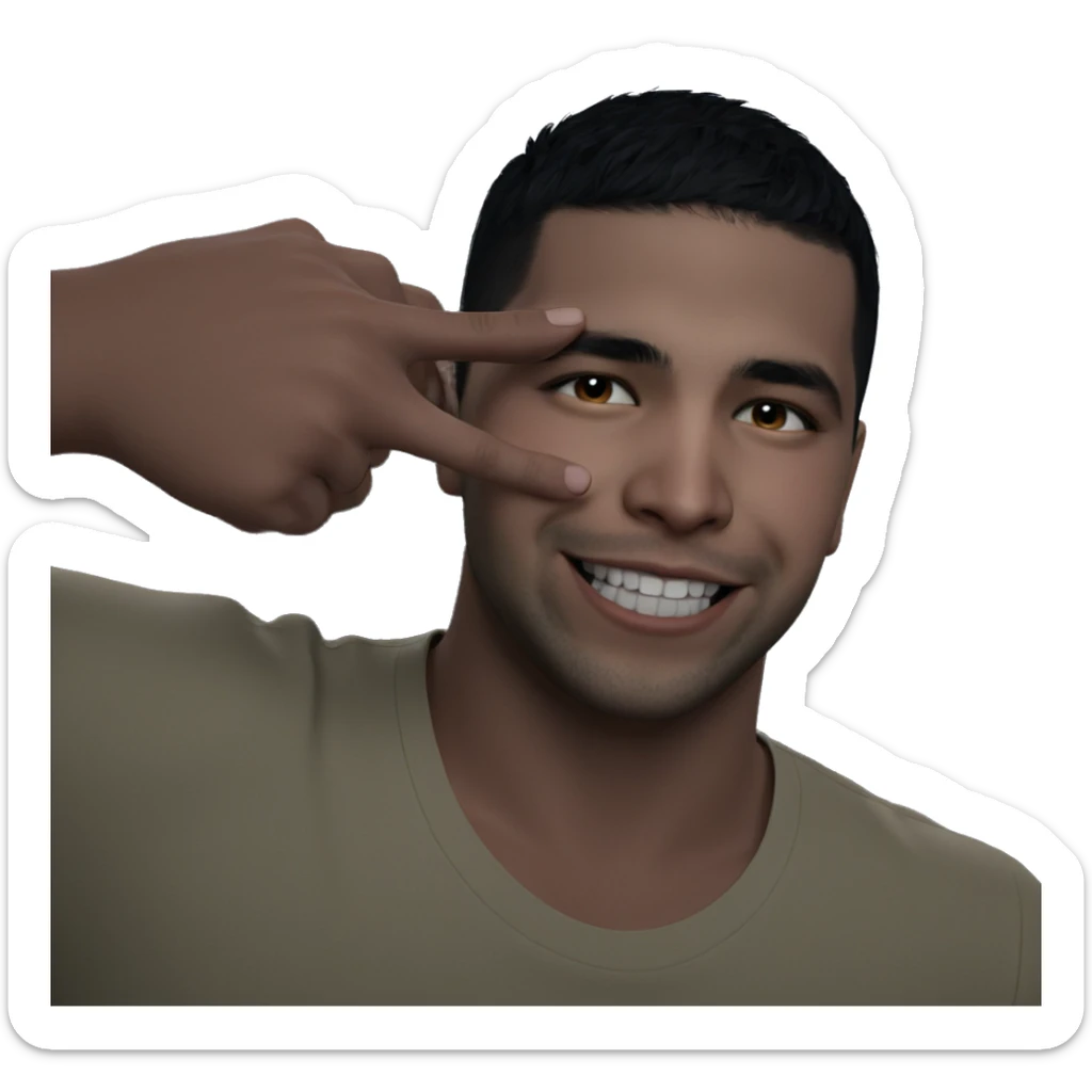 smiling boy with black hair sticker