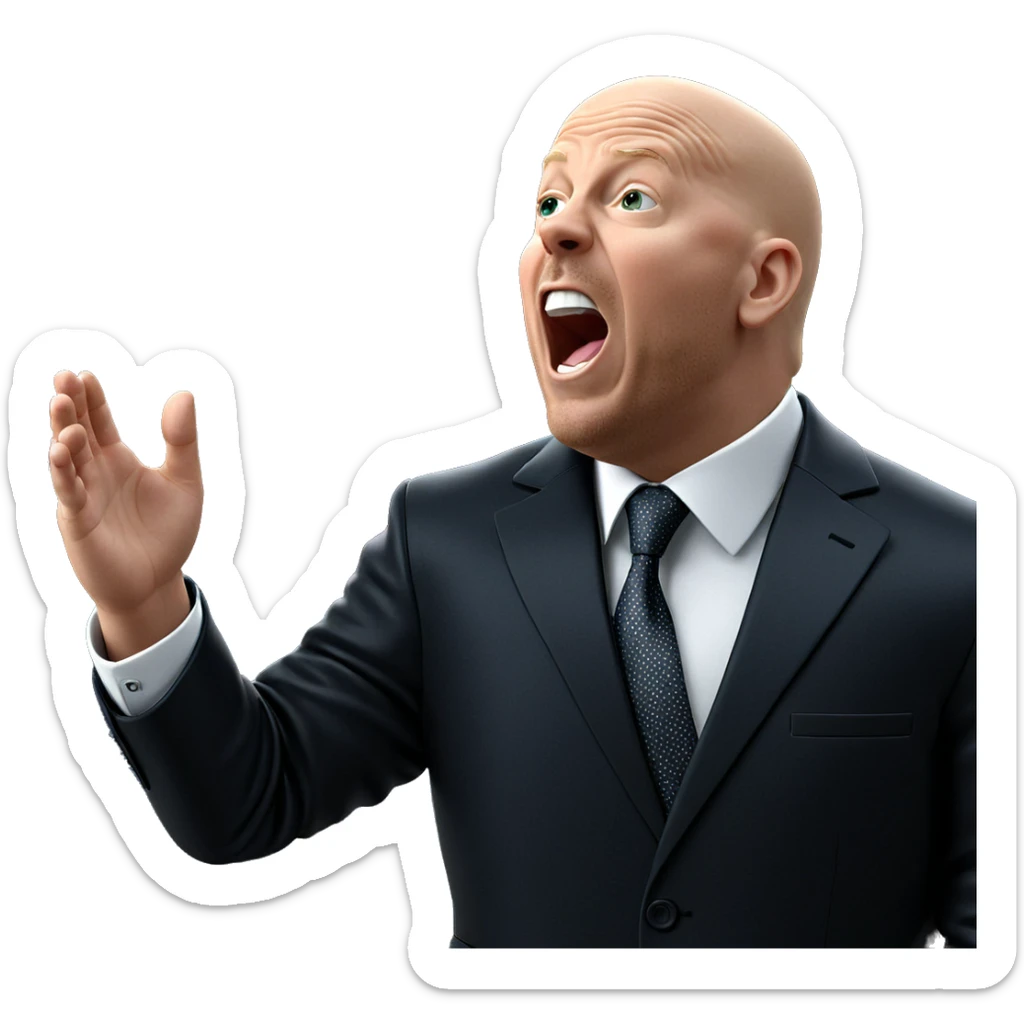 bald boy in formal suit sticker