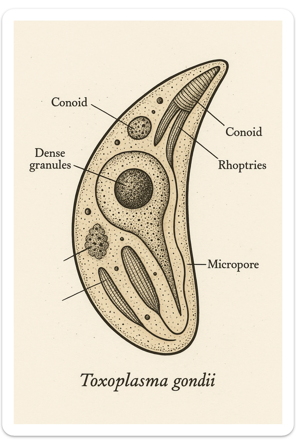 Toxoplasma gondii, che infetta tutti gli animali a sangue caldo, compreso l'essere umano in italiano sticker
