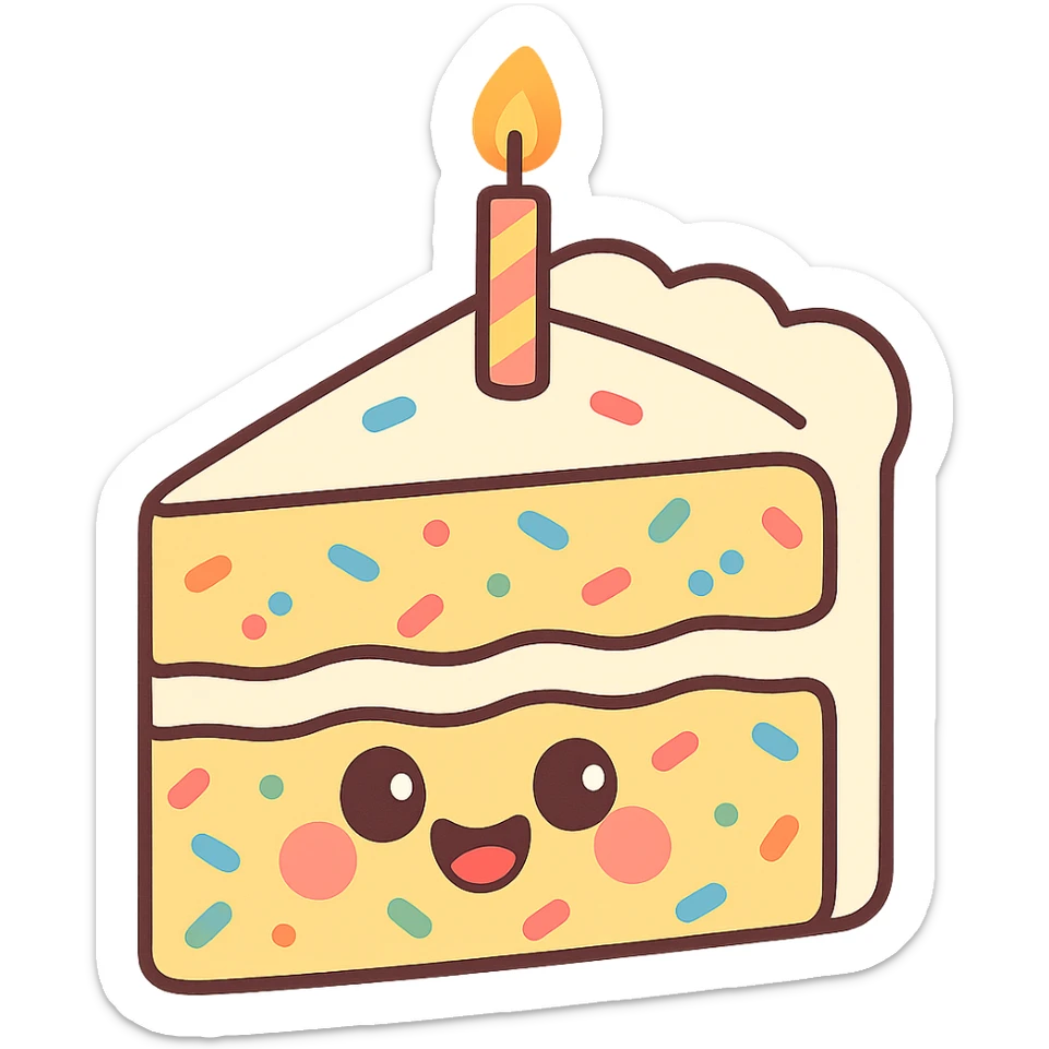 slice of funfetti birthday cake sticker