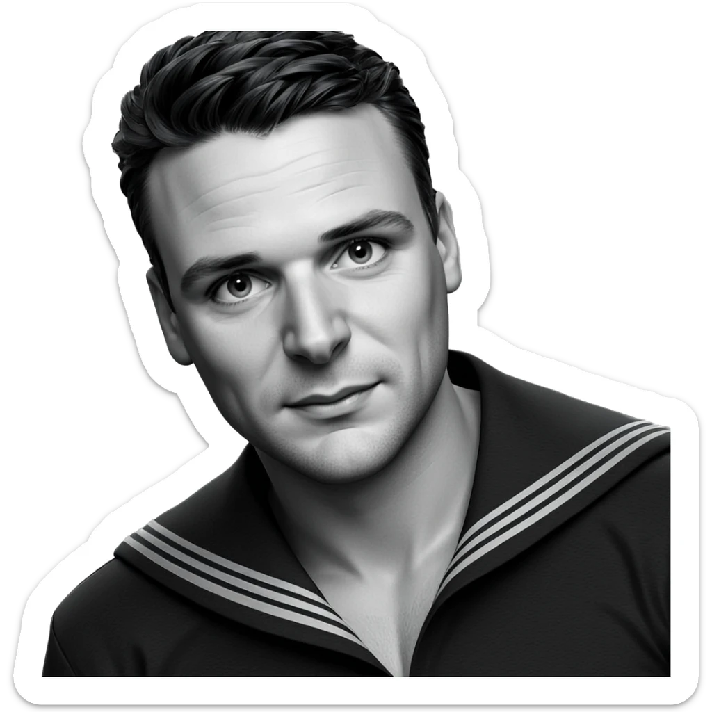 sailor boy portrait in greyscale sticker