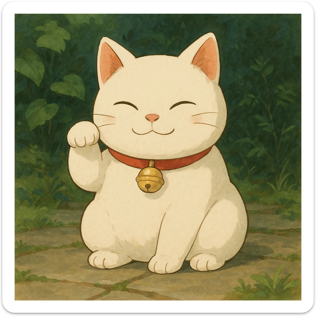 white lucky cat sticker