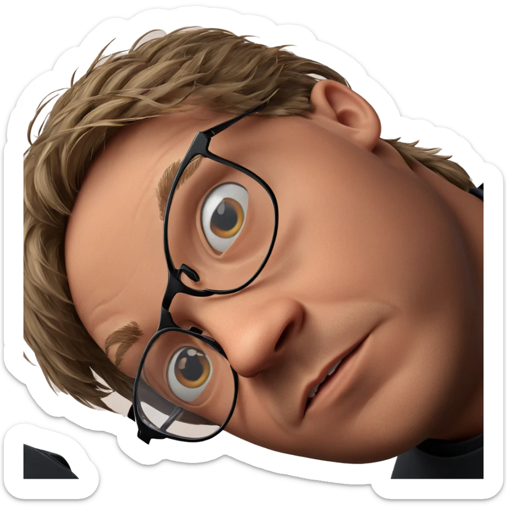 portrait of a boy with glasses sticker