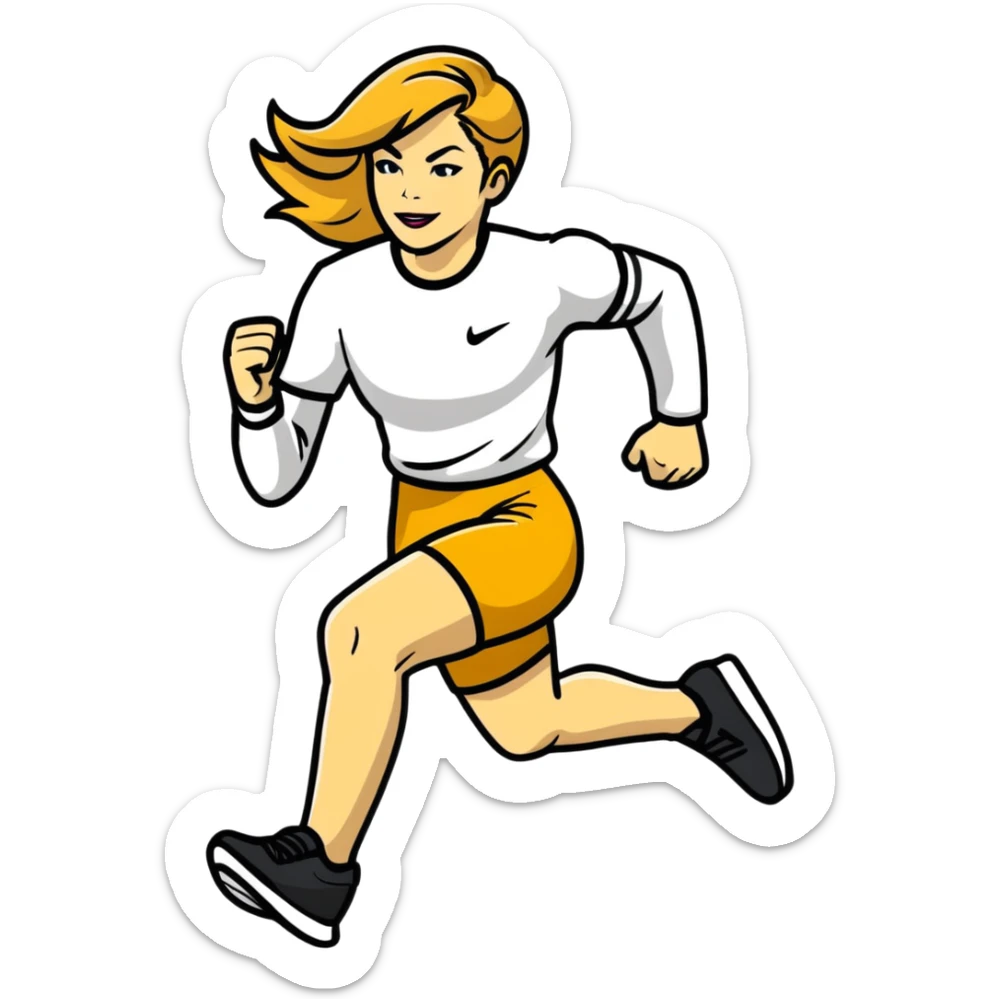 Michelle Monaghan running, athletic woman with honey blonde hair sticker