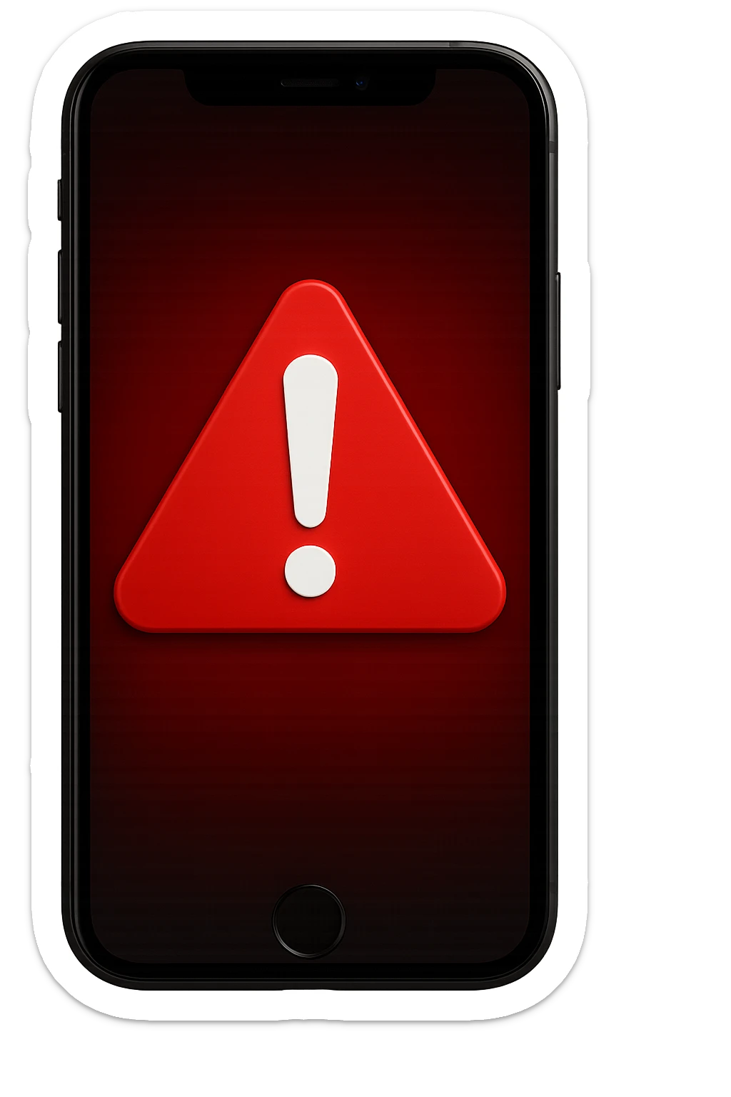 emoji stile iphone di segnale di pericolo rosso con punto esclamativo bianco, iperealistico 4k sticker