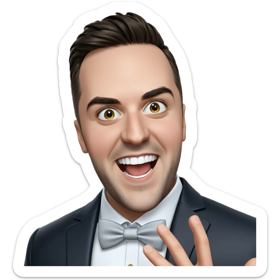 smiling boy in formal attire sticker