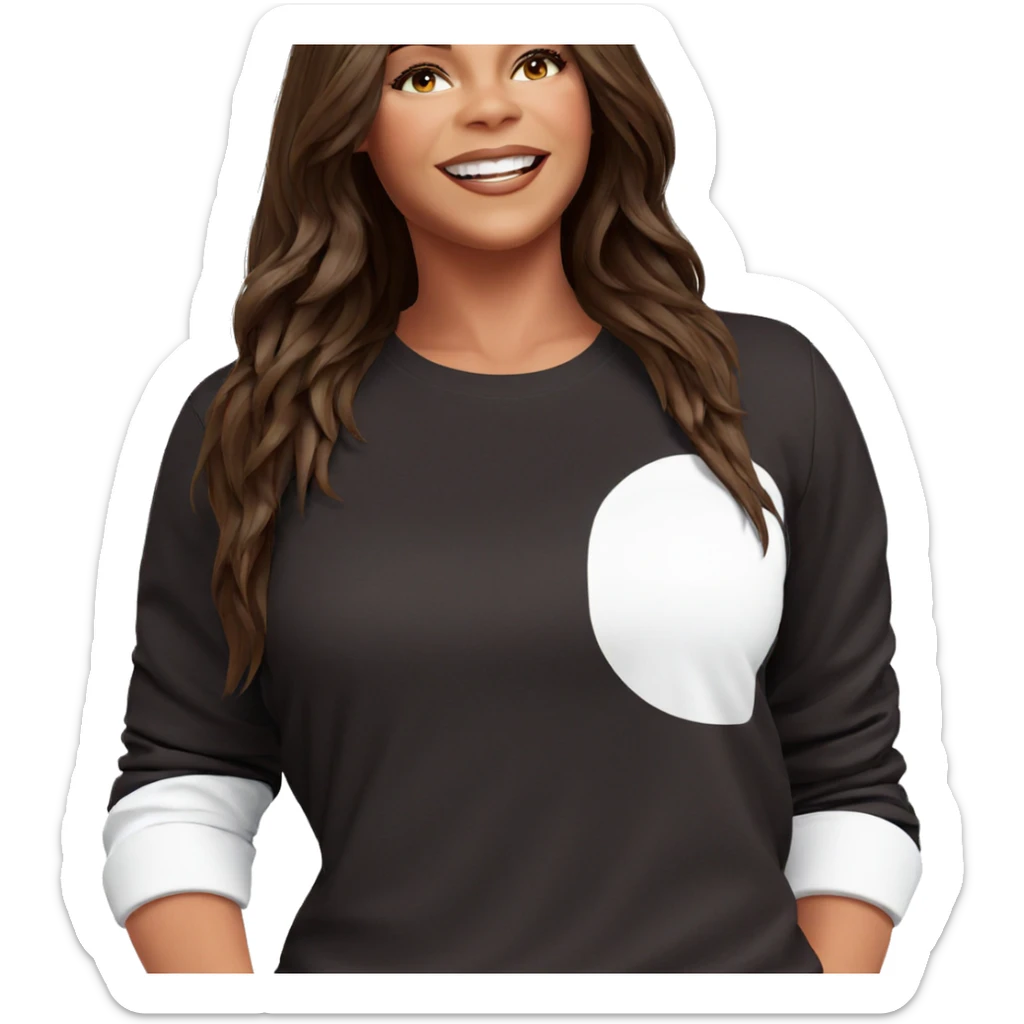 happy girl with brown hair sticker