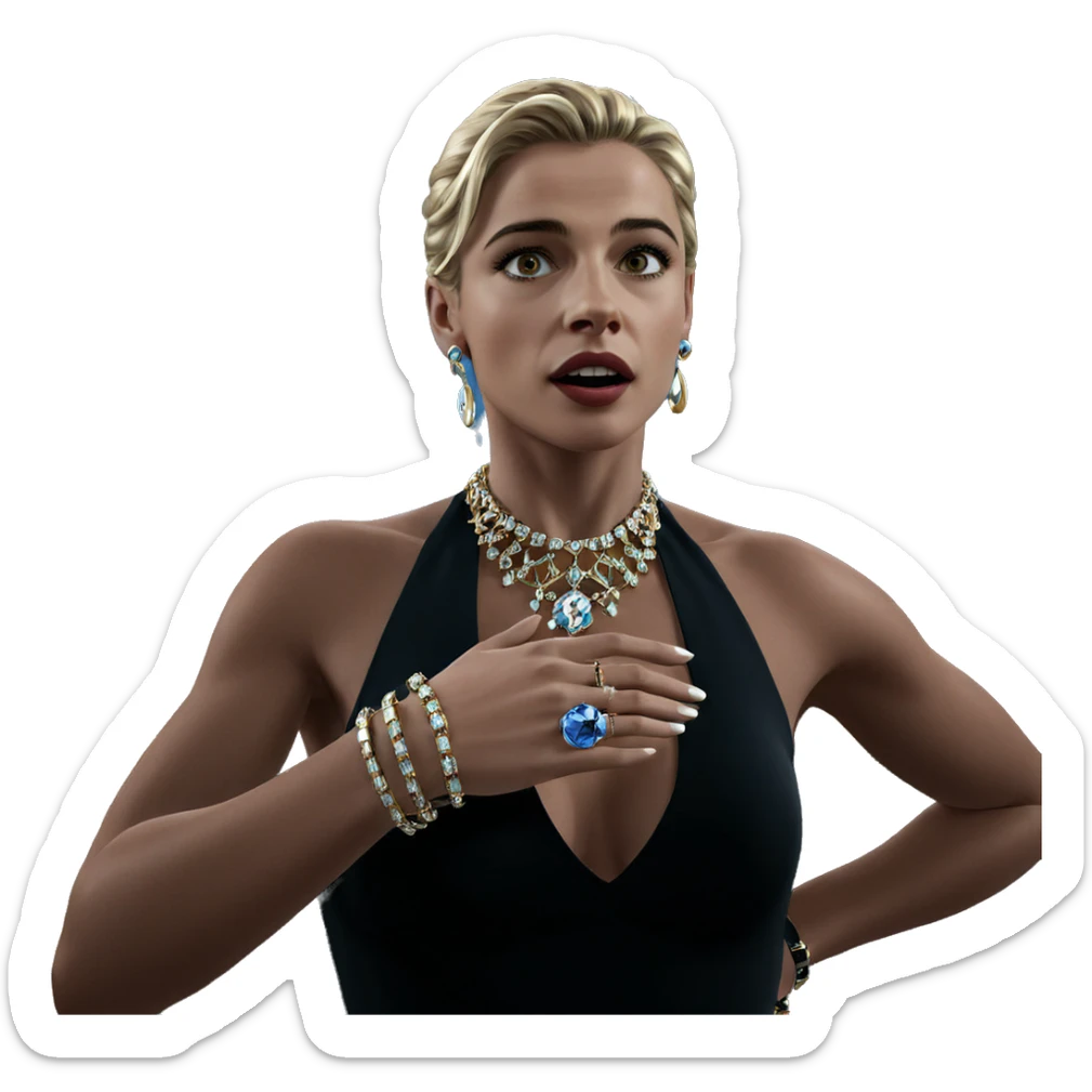 blonde girl with elegant jewelry sticker