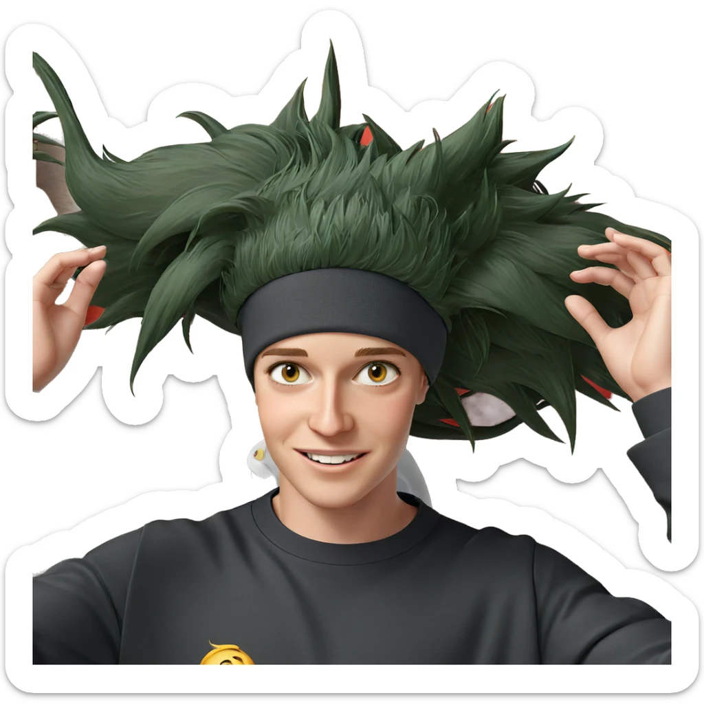 smiling boy in long sleeves sticker