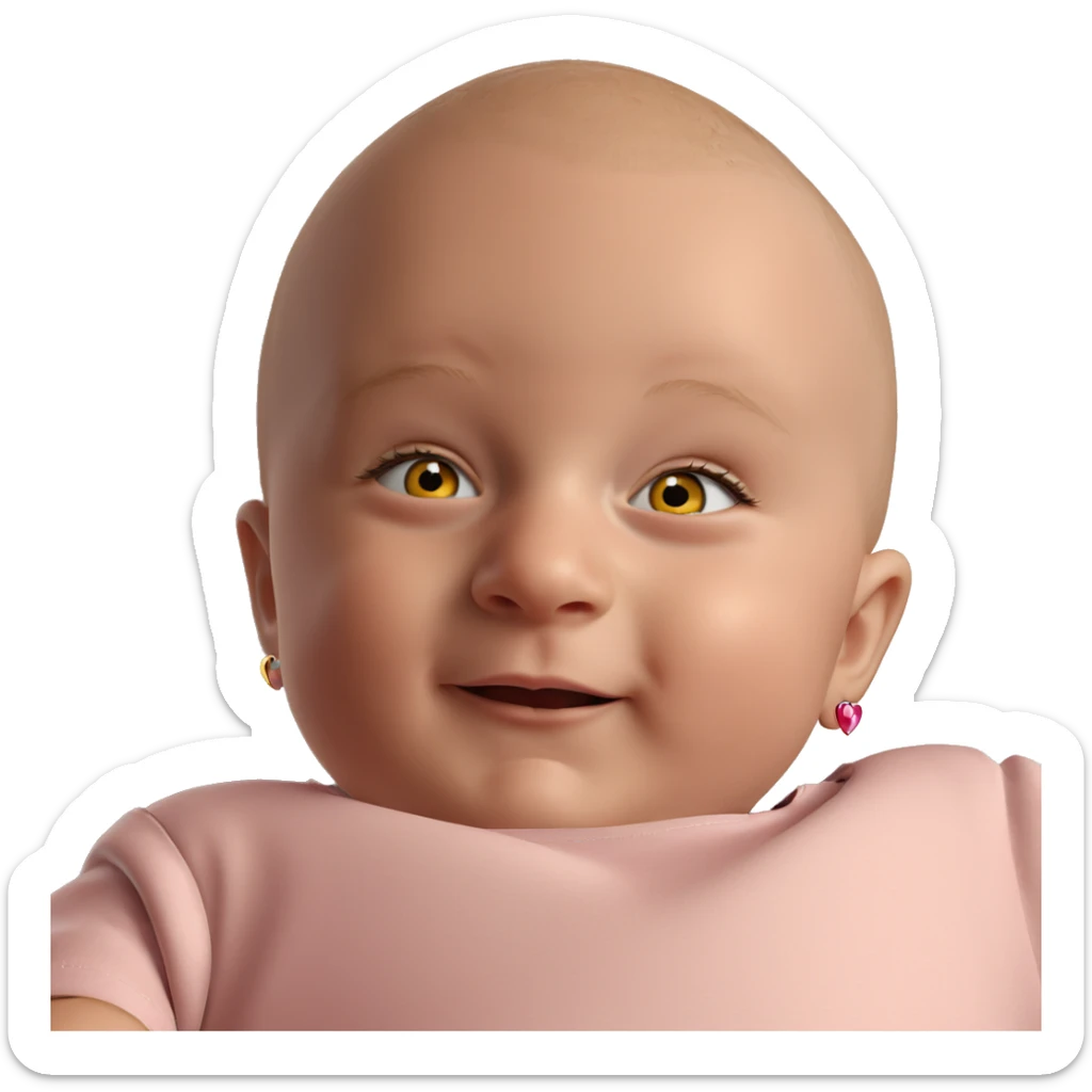 bald boy with heart earrings sticker