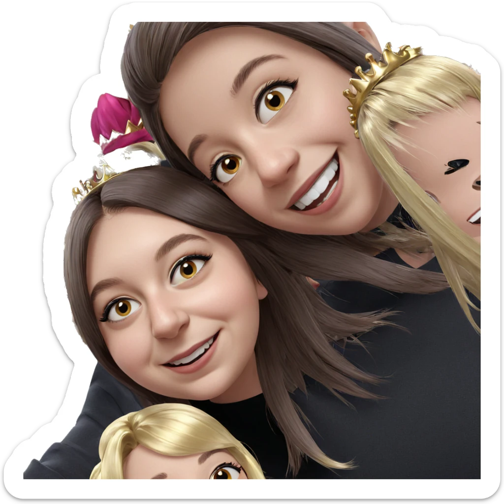girls with crowns and smiles sticker