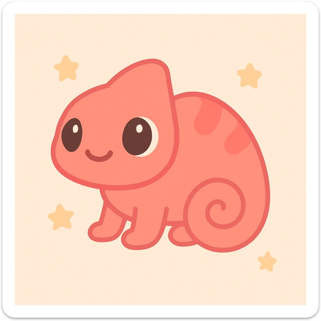 cute red chameleon sticker