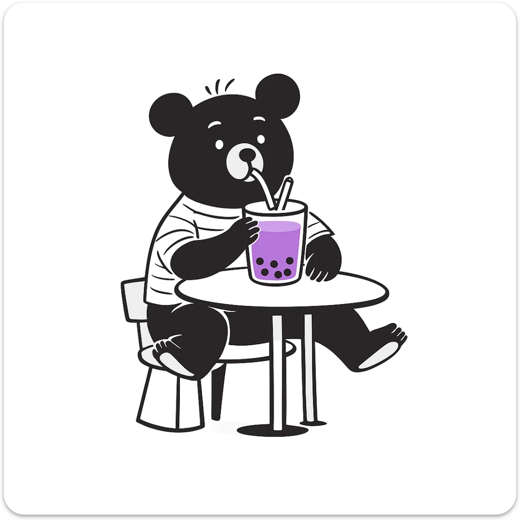 Change the boba tea to a taro flavor with purple color, keep the bear and style the same. sticker