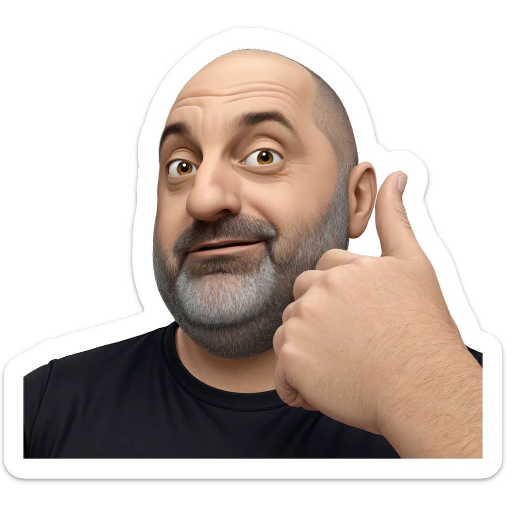 bald man in black shirt sticker