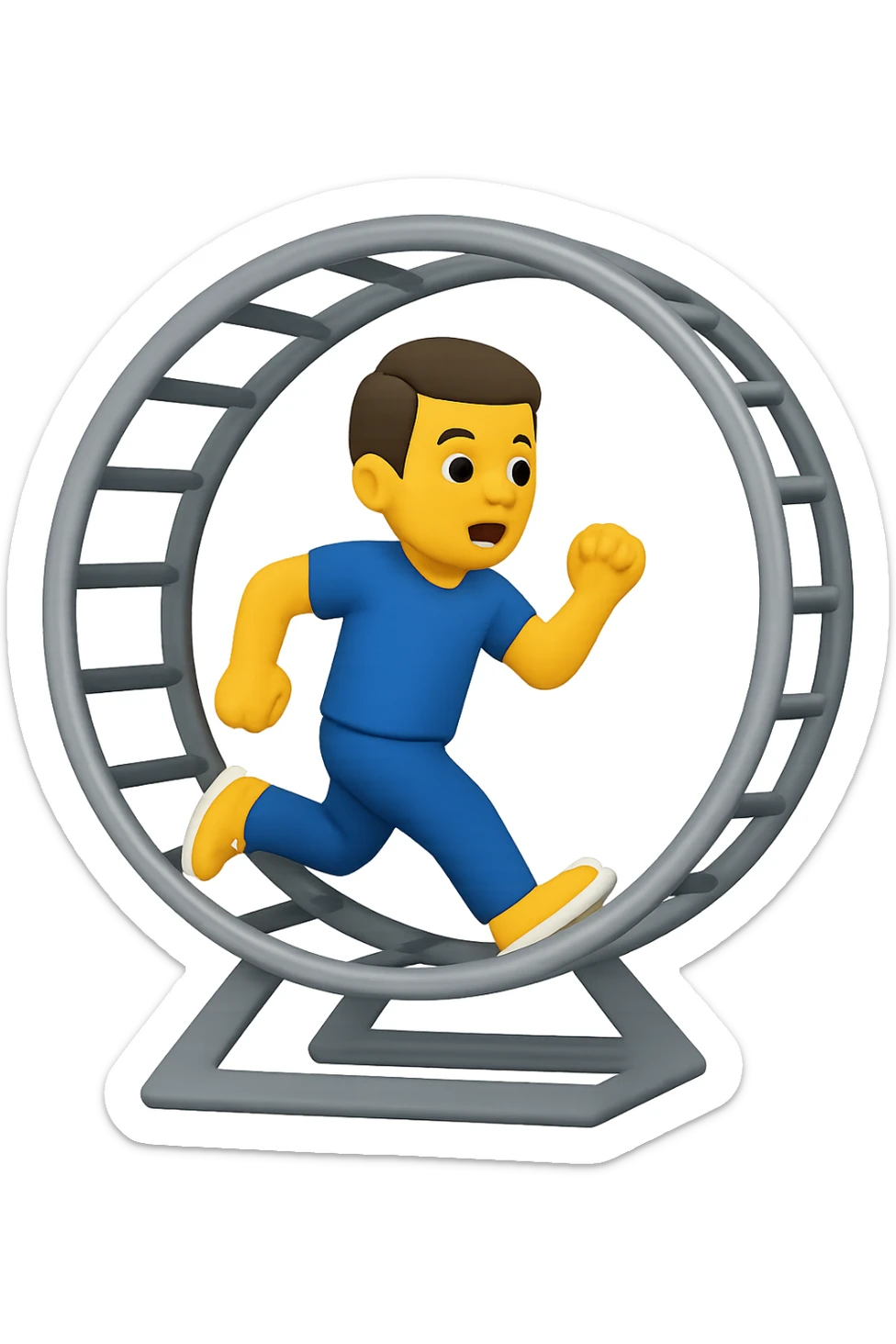 Uomo che corre dentro la ruota del criceto emoji style iphone  sticker