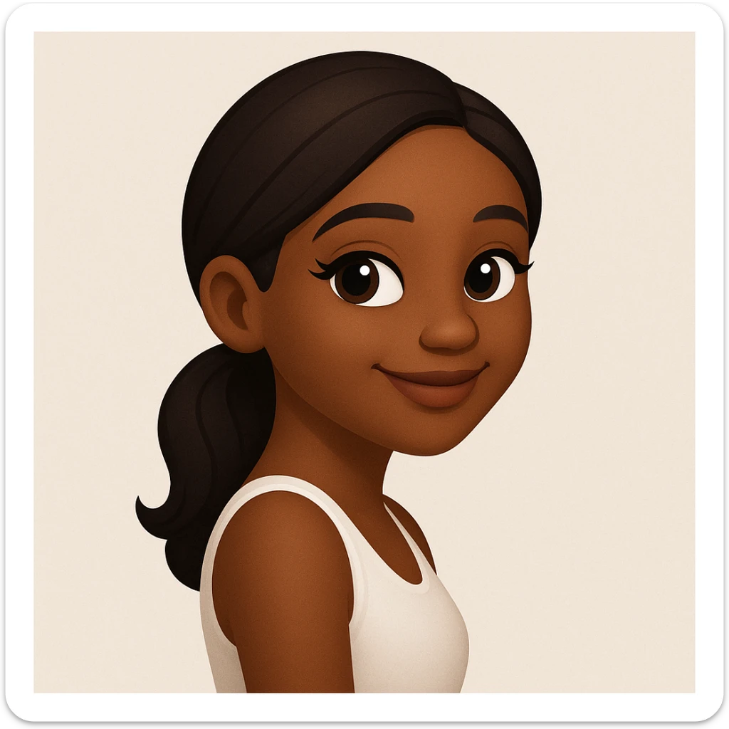 turn the second man in emoji style of the 1st image, match the facial features and match dressing style of the 2nd image, she is wearing white tank top lose, side pose sticker