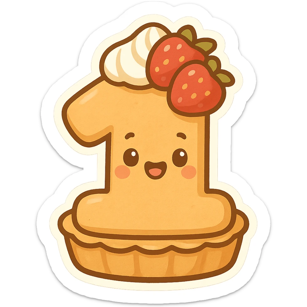 number cookie cream tart, simplified, clear, emoji-like sticker