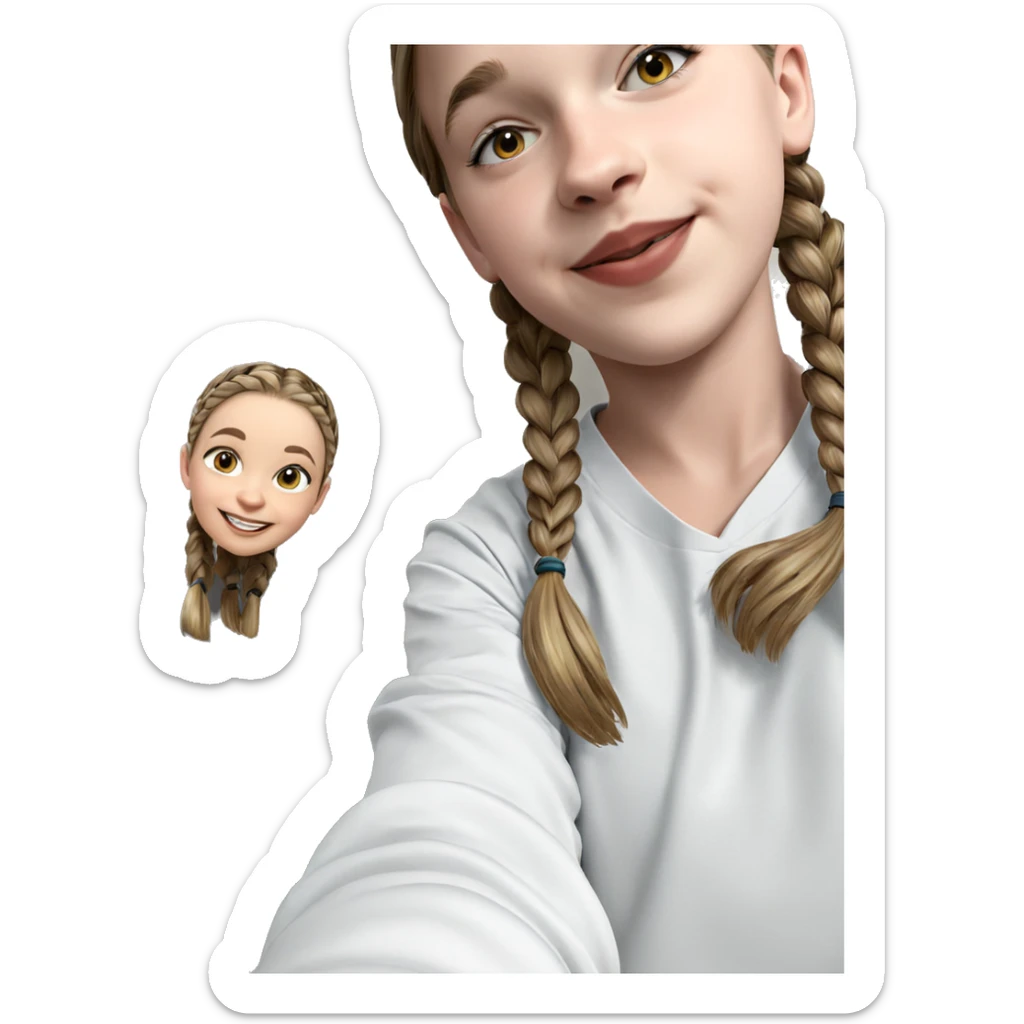 smiling girl with twin braids sticker