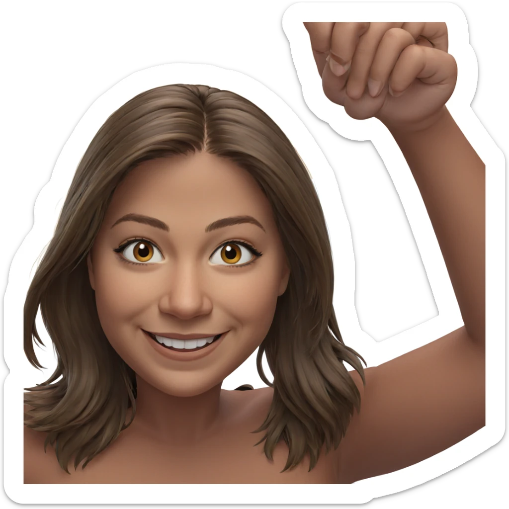 smiling girl with brown hair sticker