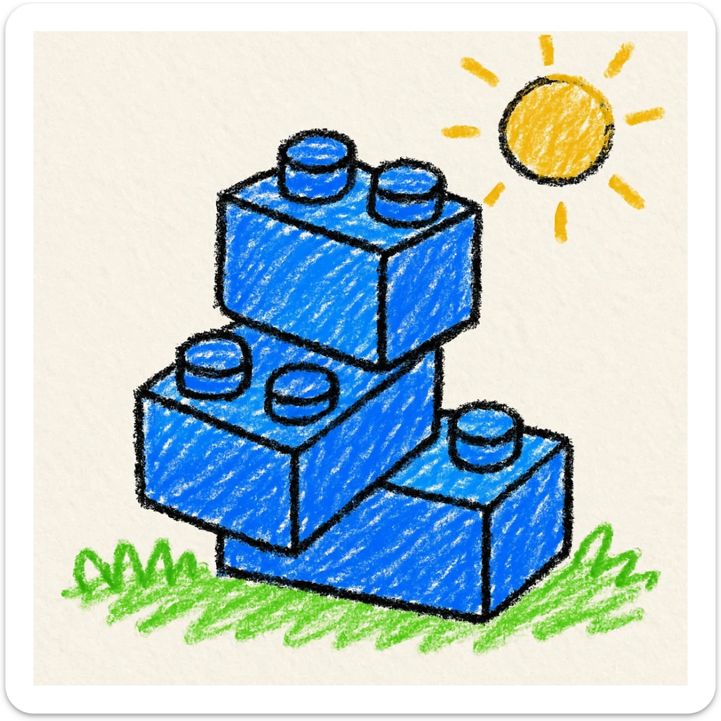 stacked blue toy blocks for children, no text, soft edges, cheerful look sticker