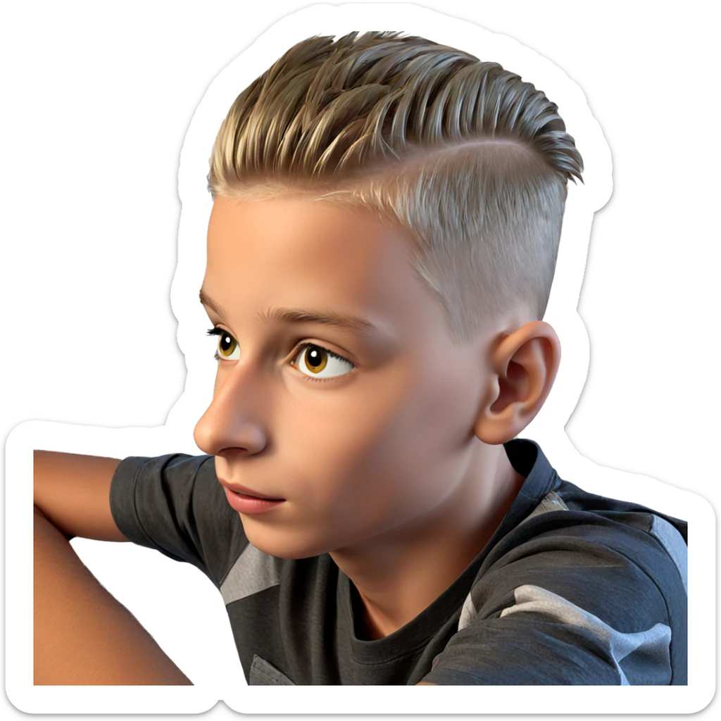 realistic portrait of a boy sticker