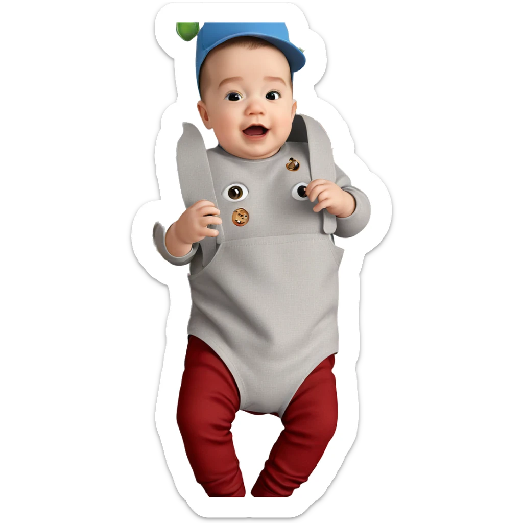 baby boy in a bib sticker