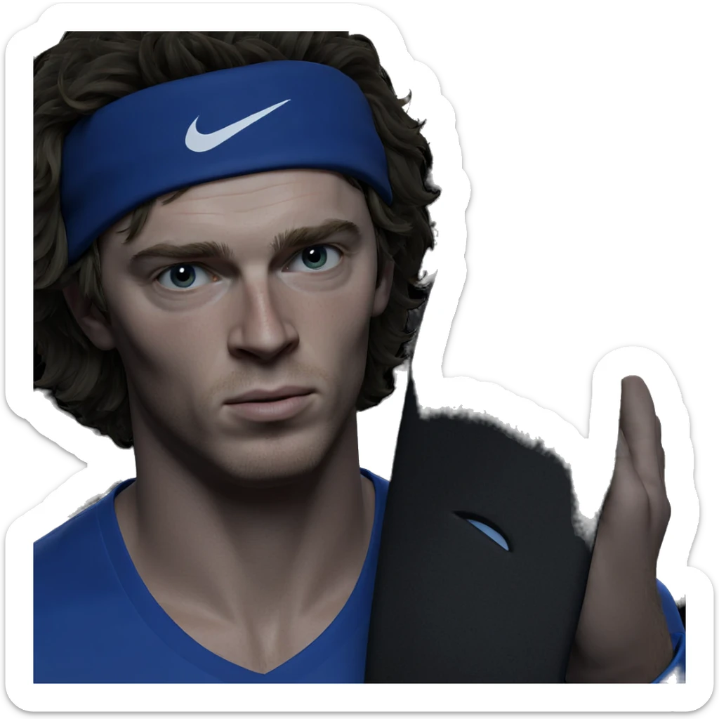 male in blue shirt portrait sticker