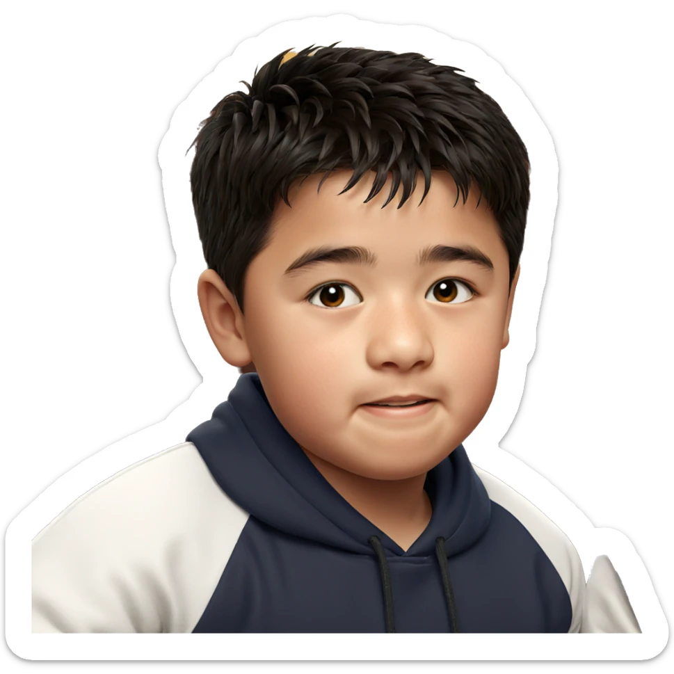 realistic indoor portrait of boy sticker