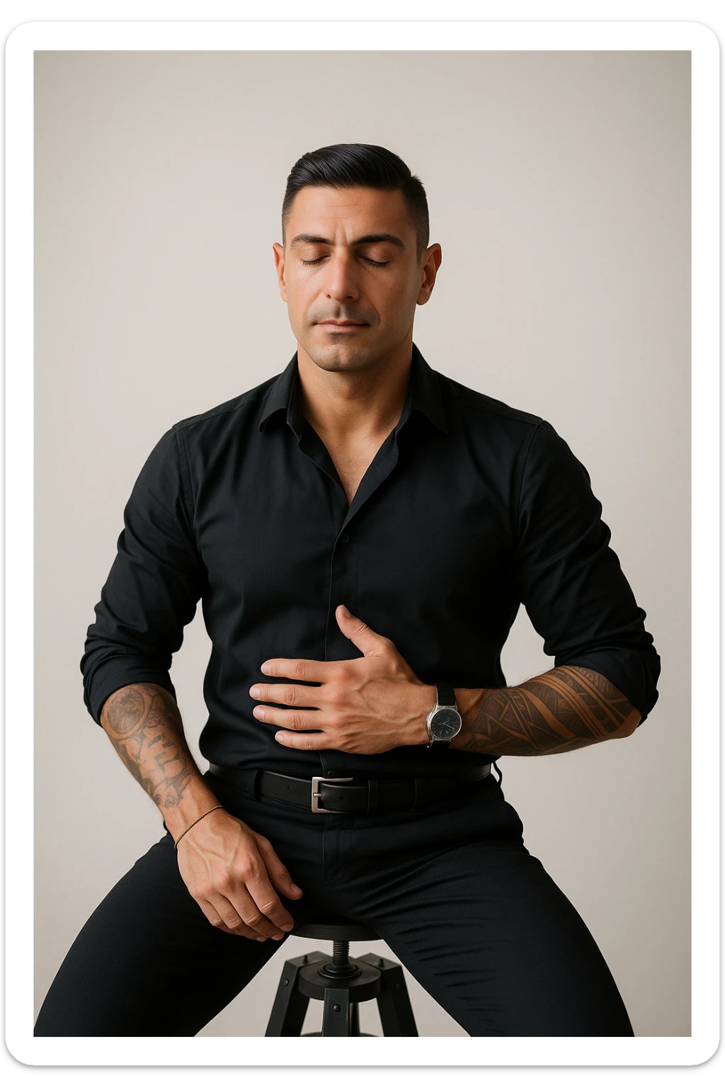 Uomo che applica la respirazione per calmare il suo sistema nervoso sticker