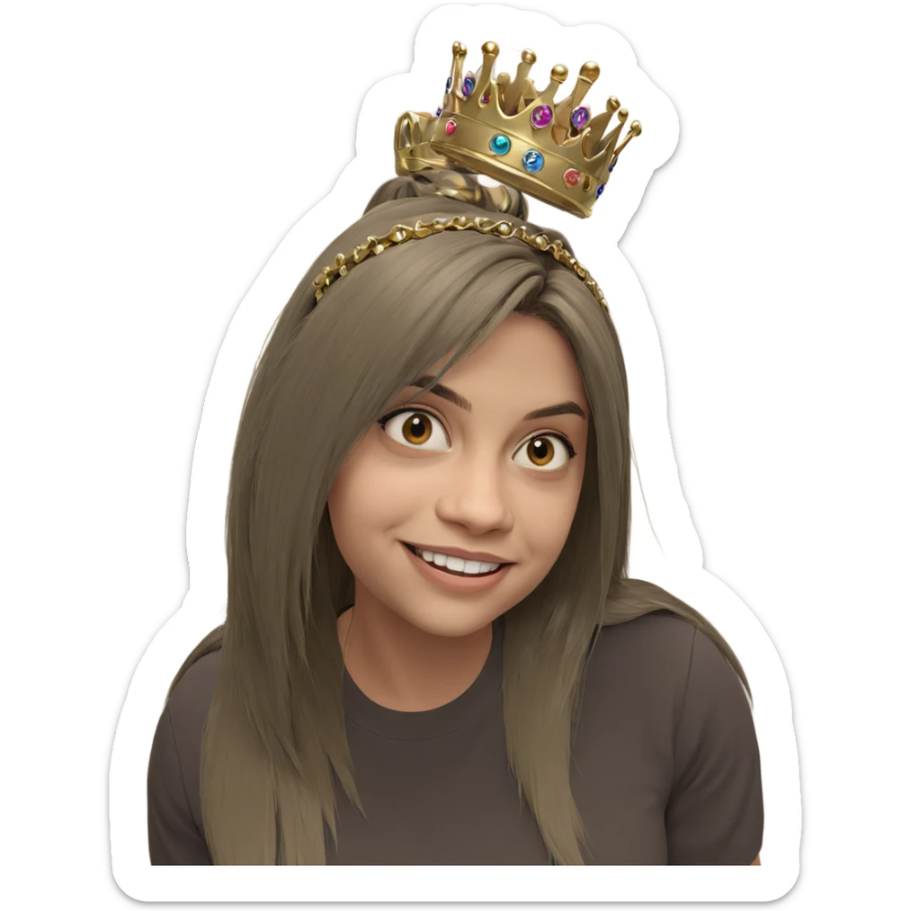girl with crown smiling sticker