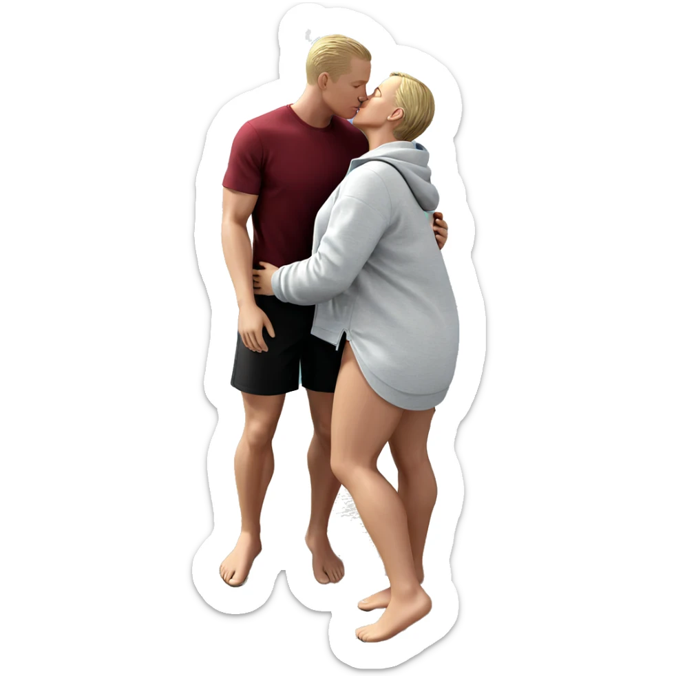 beach kisses under blue sky sticker