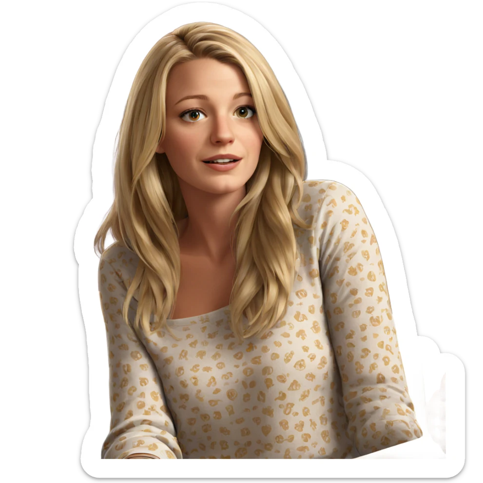 blonde girl sitting realistically sticker