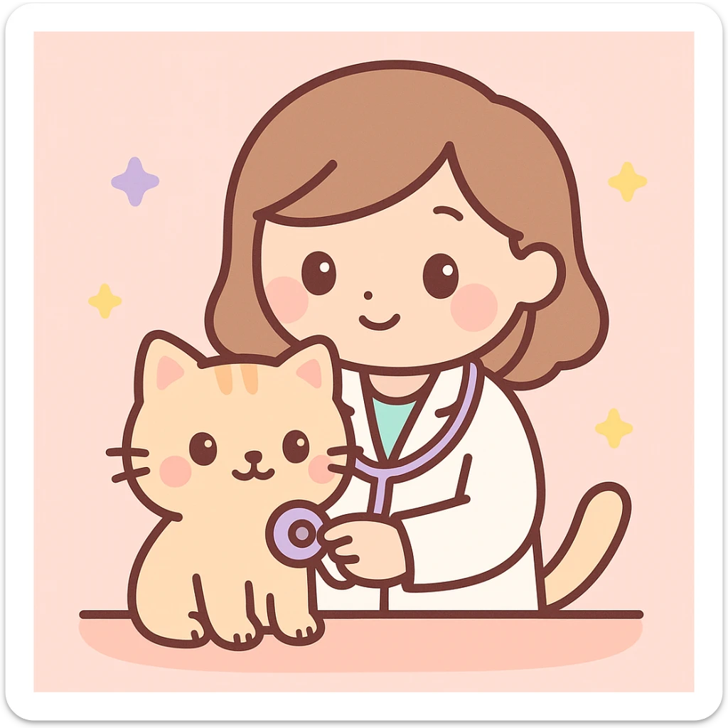 veterinarian examining a cat sticker