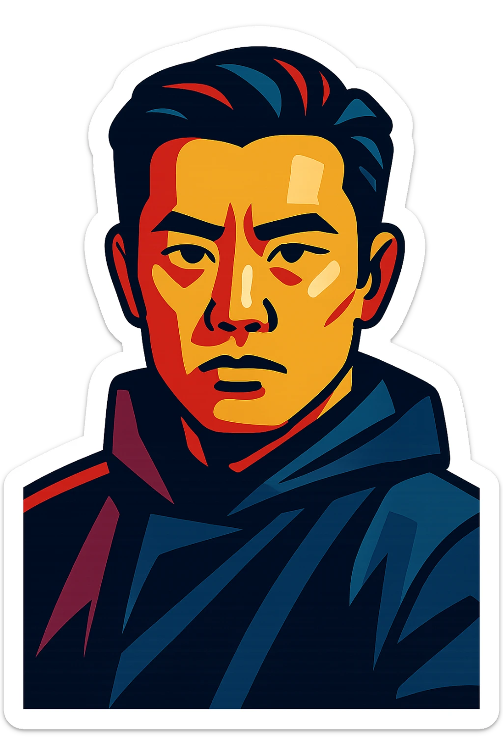 Portrait of the person in a vibrant toon style, colorful cartoon, expressive and lively, with a transparent background. sticker