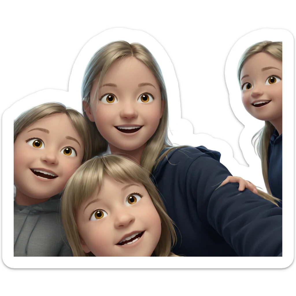smiling girls by the window sticker