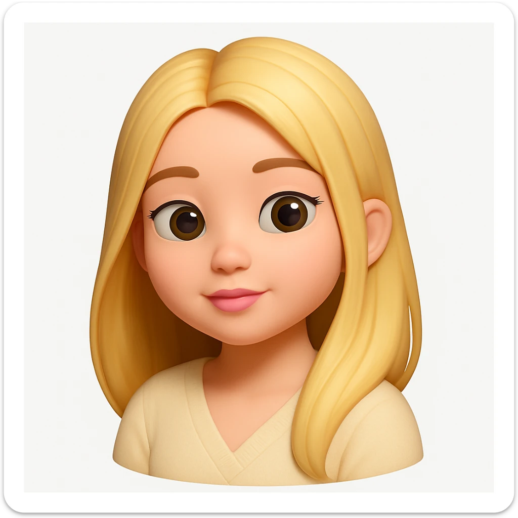 Create a high quality 3D emoji of the girl, keeping the 3D emoji style and realistic details. The emoji should be separate and not combined with the boy. The original style is 3D emoji, but since 3D emoji style does not support editing, use the general style while preserving the 3D emoji look and realism. sticker