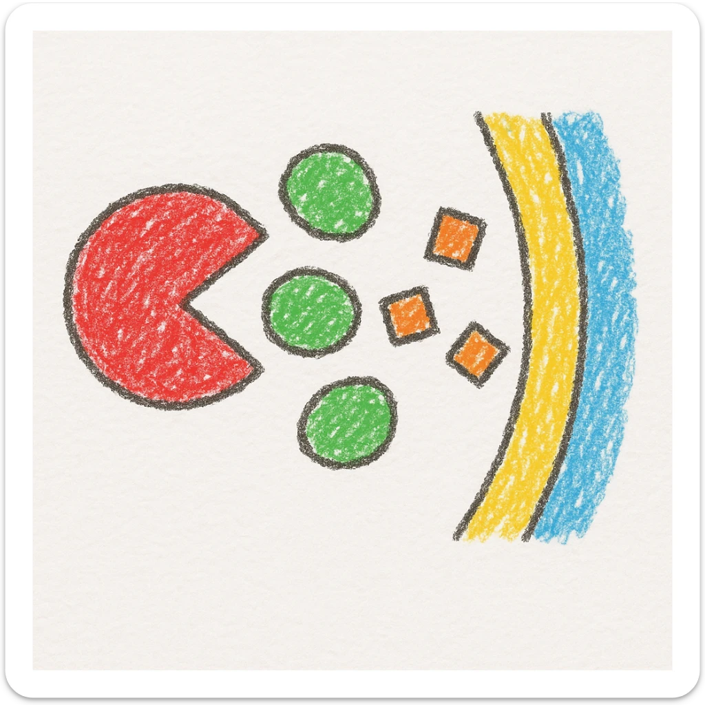 Ultra-detailed illustration of enzyme digestion: Red amylase breaking green starch into sugars near a yellow cell membrane. Clean white background, no text. Scientific but simple sticker