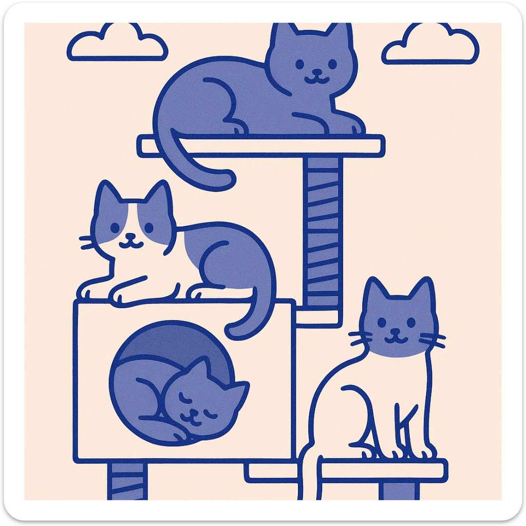 cats relaxing in a vertical playhouse sticker