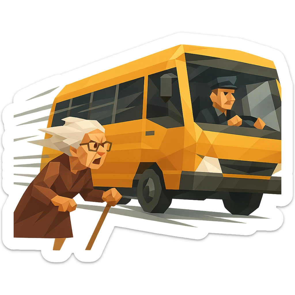 bus with a driver that goes really fast from old lady sticker