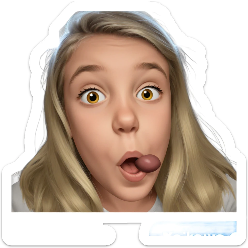 blonde girl making funny face sticker