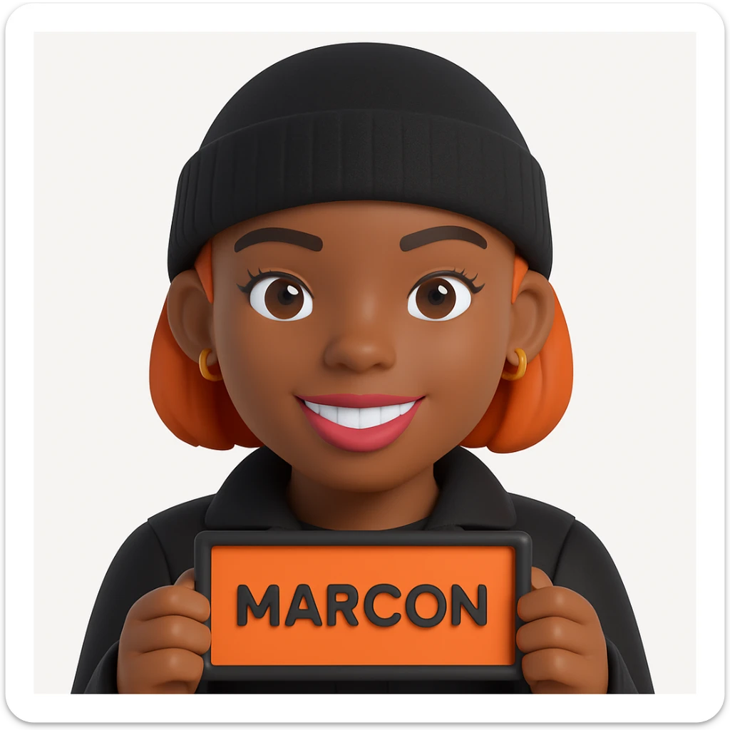 Make the subject wear a black beanie on her head and a black jacket in 3d-emoji style sticker
