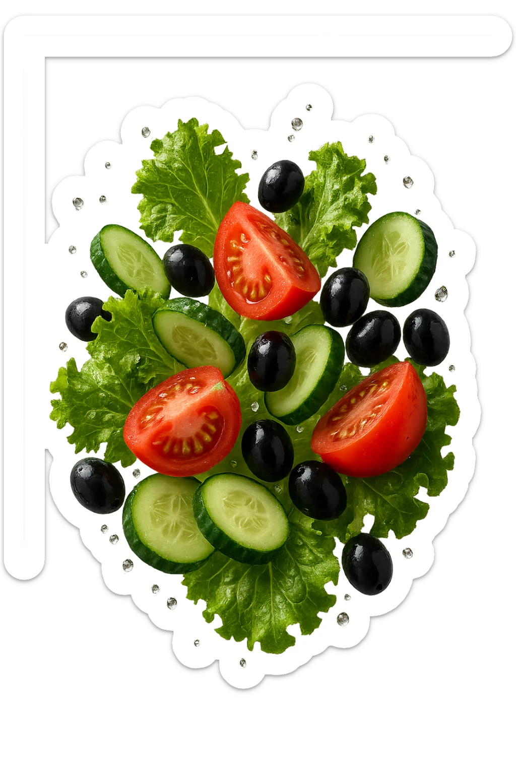 INSALATA FLUTTUA IN ARIA, iperrealistico 4k sticker