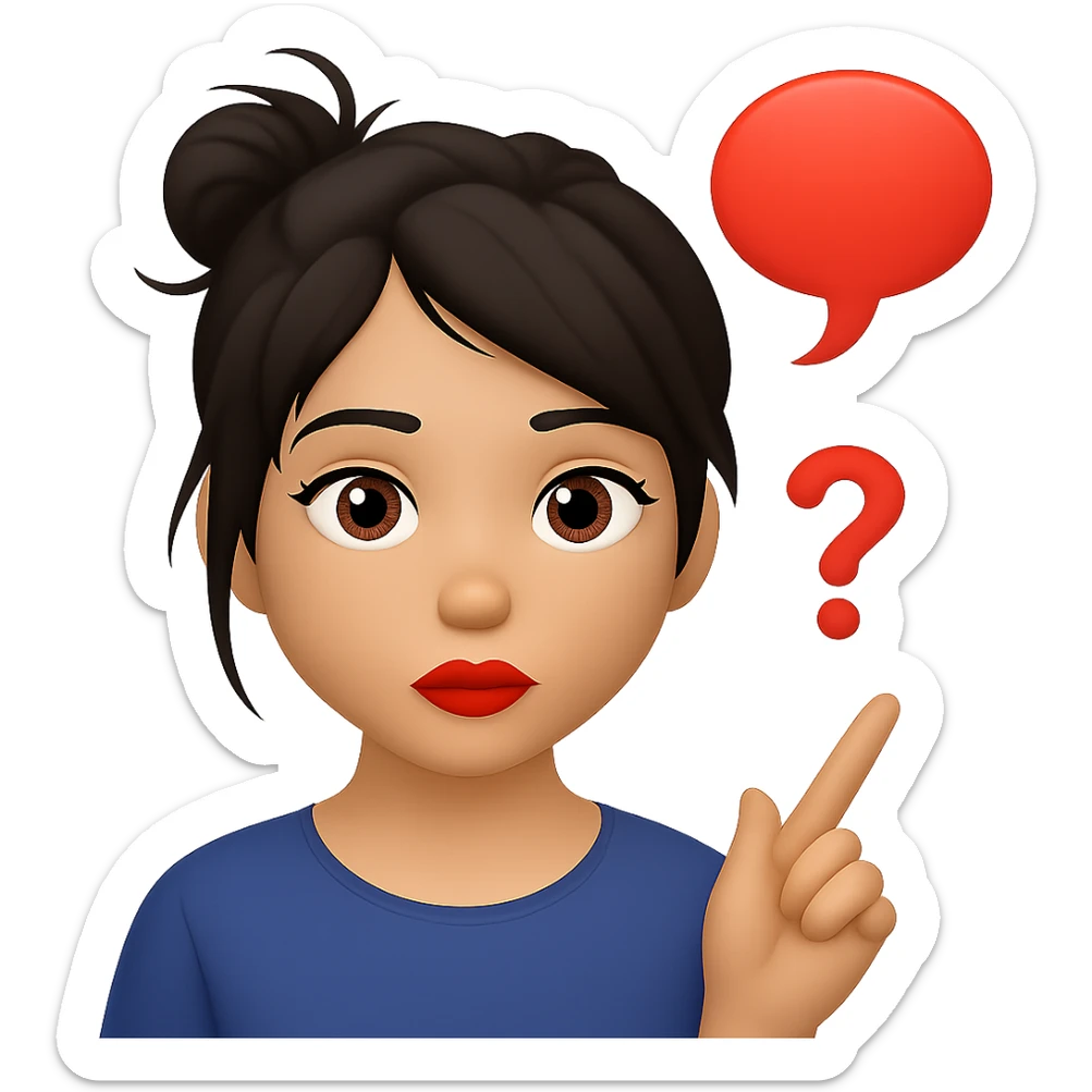 Make her skin color darker and ensure she has only one bun in her messy black hair, keep the style and all other features the same, with no background. Maintain the original style and details faithfully. sticker