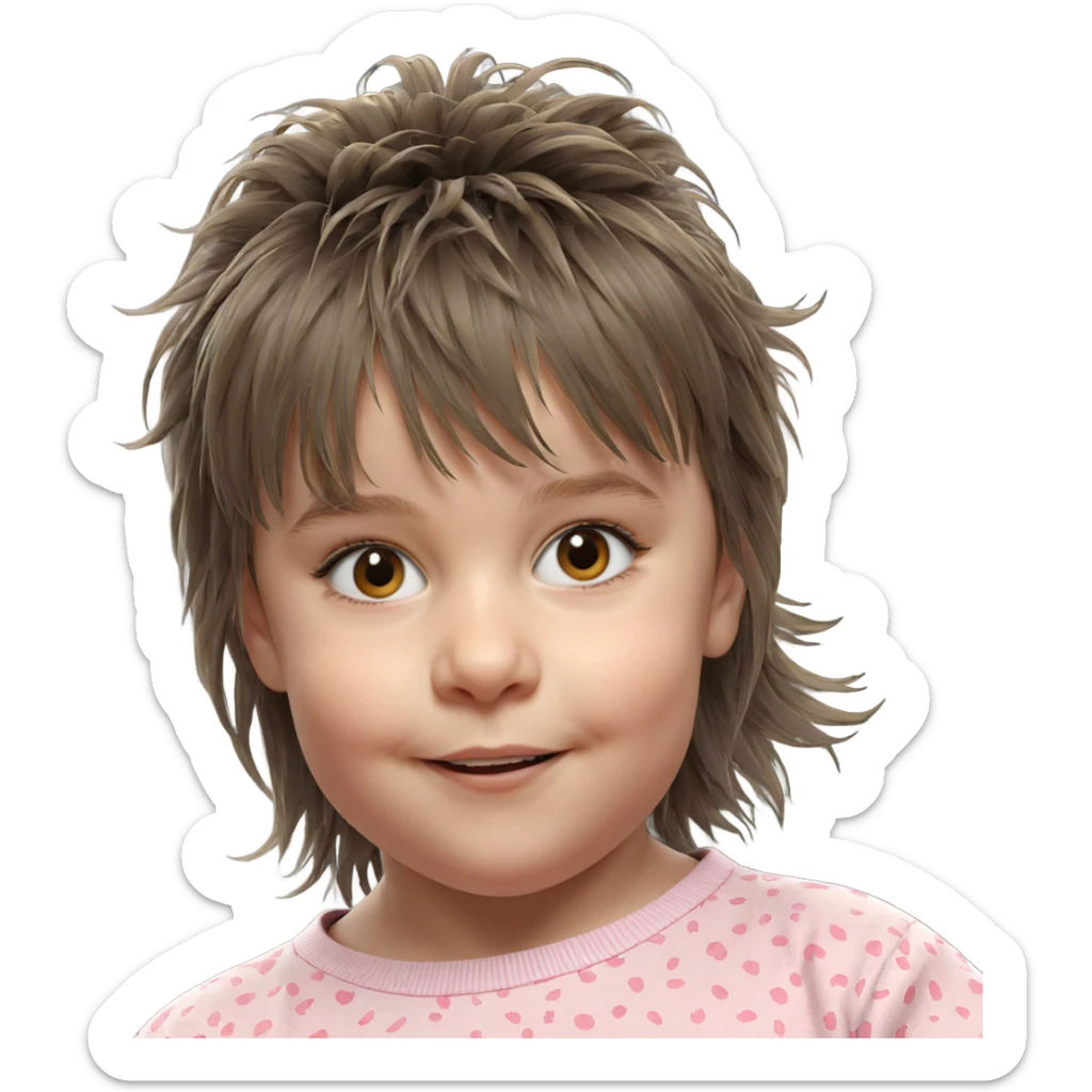 smiling girl portrait with messy hair sticker