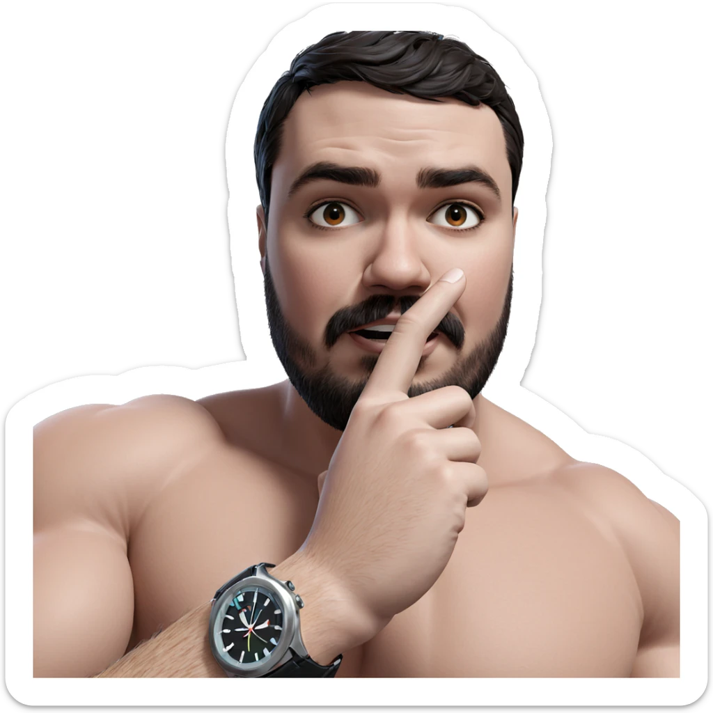 muscular man with wristwatch sticker