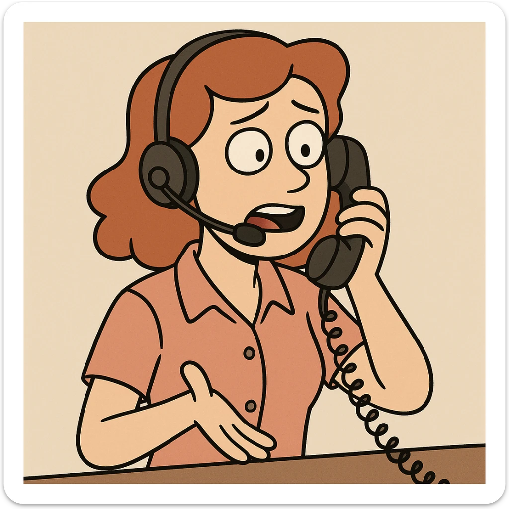 call center agent on the phone, western adult animation cartoon style sticker