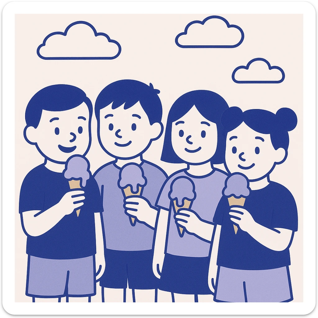 happy children with melting ice cream cones sticker