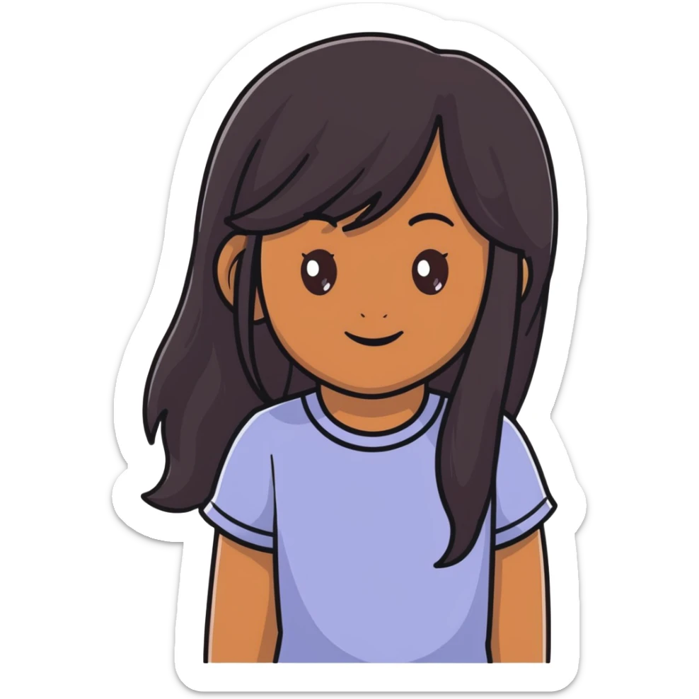 A pretty girl with black hair and dark brown skin with hazle eyes sticker