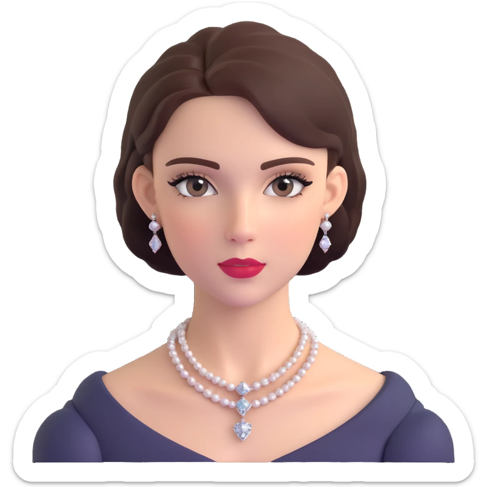 Sophisticated British young woman with classic style, tasteful makeup and delicate jewelry sticker