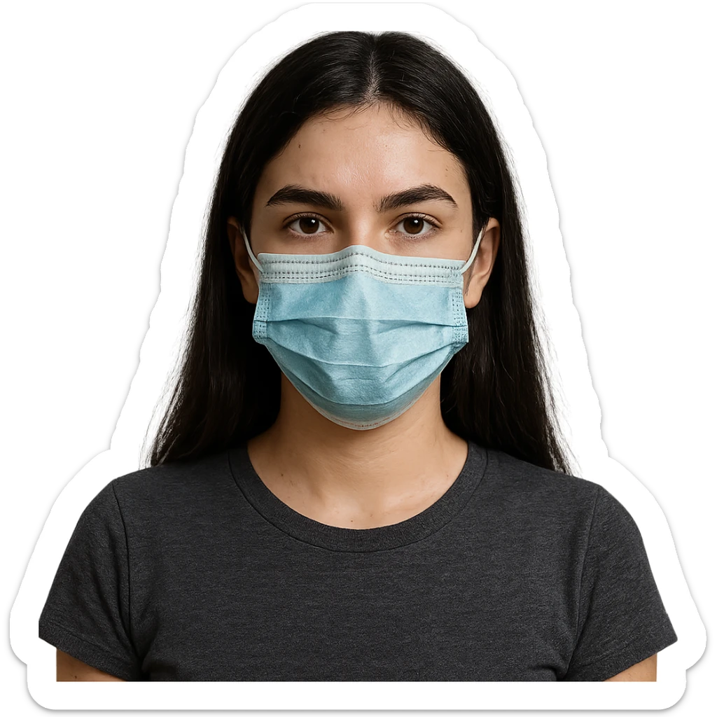 girl with dark hair wearing a covid mask, variation 2 sticker